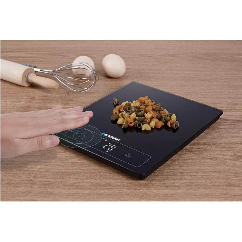 Báscula de cocina electrónica BLAUPUNKT FKS701 — cristal templado, 15 kg, precisión de 1 g, pantalla táctil