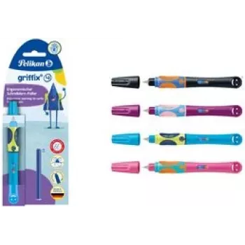 Pluma estilográfica Pelikan griffix® para zurdos - Neon Fresh Blue - azul - sistema de cartuchos - azul - plástico - acero inoxidable - para zurdos (820370)