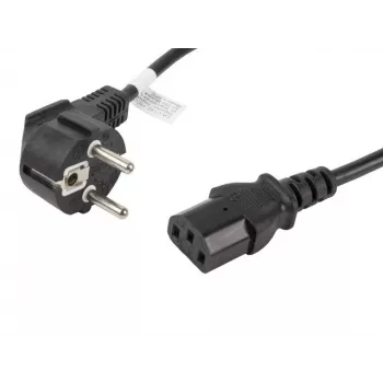 Cable de alimentación LANBERG CA-C13C-11CC-0018-BK — 1,8 m, conector hembra C13 a CEE7/7, C13 en ángulo