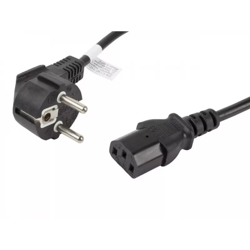 Cable de alimentación LANBERG CA-C13C-11CC-0018-BK — 1,8 m, conector hembra C13 a CEE7/7, C13 en ángulo