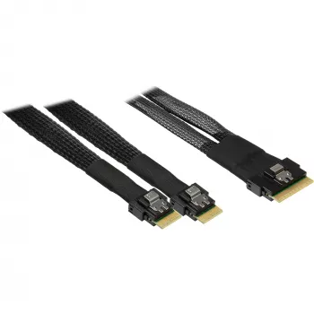Cable INTER-TECH SFF-8654-8i a 2× SFF-8654-4i, 70 cm cable divisor interno