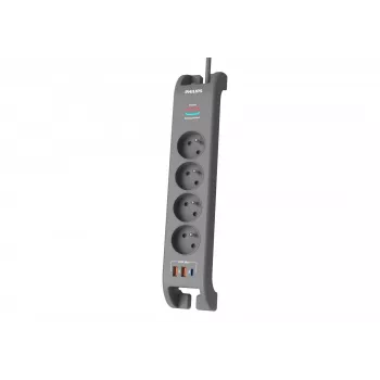 Regleta con protección contra sobretensiones Philips 4 tomas 2 m cable 3×US