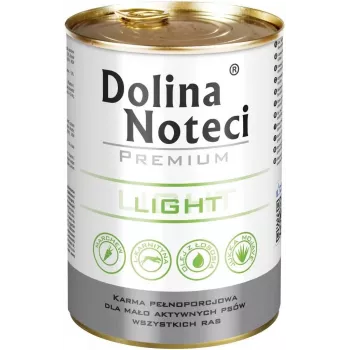 Comida húmeda para perros dolina noteci Premium Light cerdo y pollo 400 g — raza mediana adulta, 80 % humedad, 3 % grasa, 10 % proteína