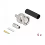 Conector de crimpado BNC DELOCK 90013 para RG-174 / RG-316 con tubo termorretráctil, conector BNC macho, 14,5×23,5×14,5 mm, pack de 5