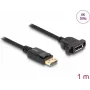 Cable DeLOCK DisplayPort 1.4 8K 30 Hz macho a hembra 1 m montaje en panel negro