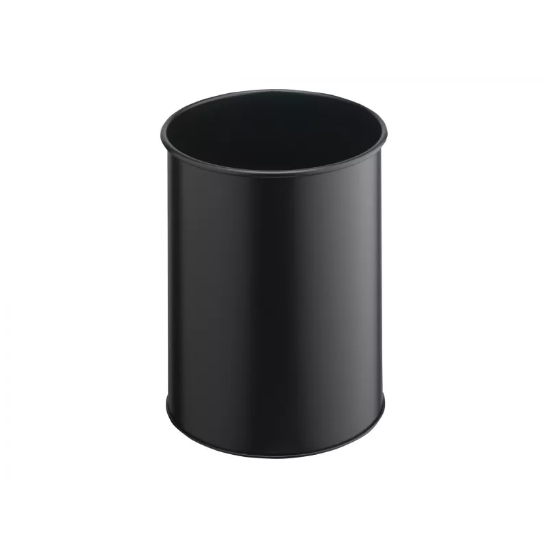 Papelera redonda poliéster acero negro robusta 330101