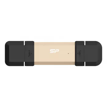 Memoria USB Silicon Power DS72 1 TB, USB 3.2 Gen 2, Type-A y Type-C, aluminio/tapa de goma, dorado
