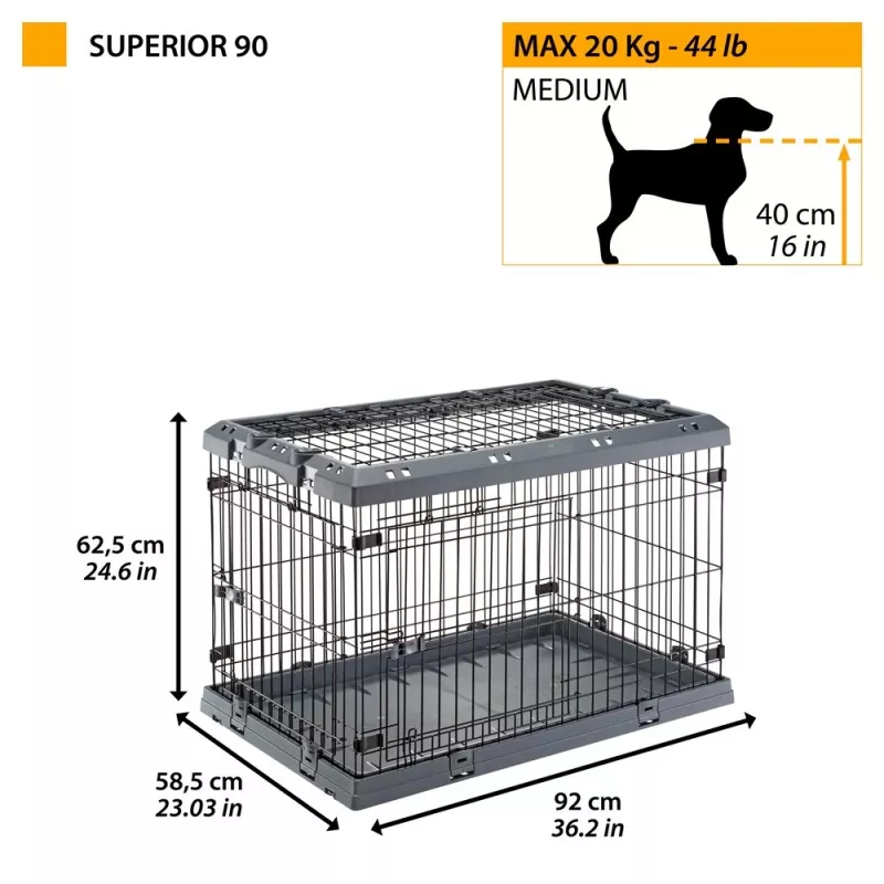 FERPLAST Superior 90 - transportín para perros - 92 x 58,5 x 62,5 cm