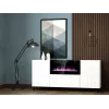 Cómoda con chimenea eléctrica Cama Meble PAFOS, 180 x 42 x 82 cm, blanco mate, 1400–1600 W, sin tiradores, 3 puertas, 2 estantes
