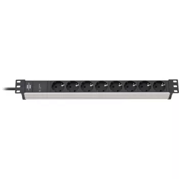 Brennenstuhl 1390007308 - 2 m - 8 tomas de corriente - interior - IP20 - aluminio - plástico - negro - plata