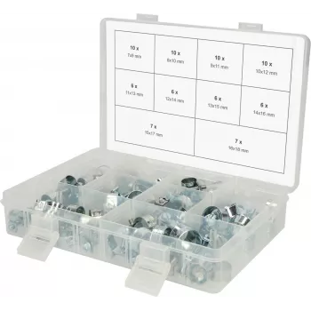 Set de abrazaderas de manguera ks tools 970.0770 — abrazaderas mini 78 piezas, rango de tamaño 7–18 mm