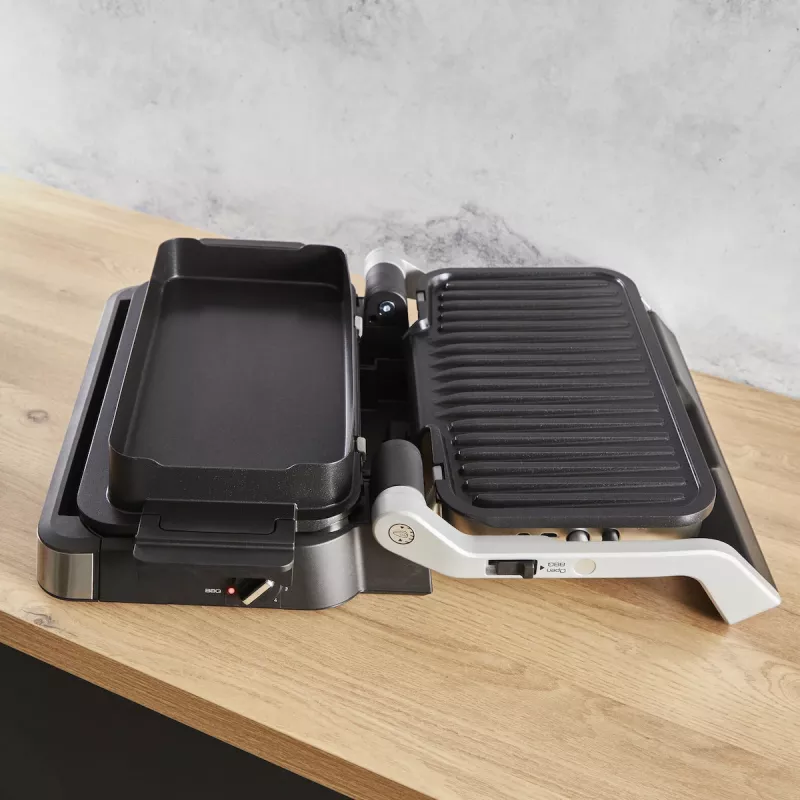 Parrilla eléctrica de contacto Tefal OptiGrill+ XL acero inoxidable — gran capacidad, programas automáticos de cocción