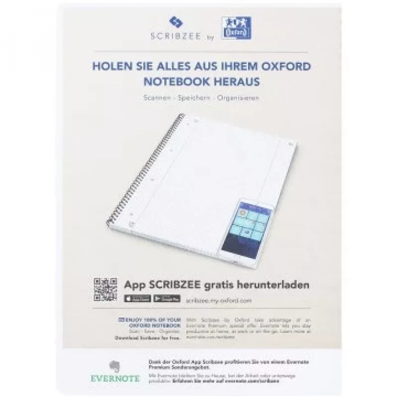Oxford College cuaderno A4, 80 hojas, cuadriculado con margen interior, 90 g/m², azul (100050358)
