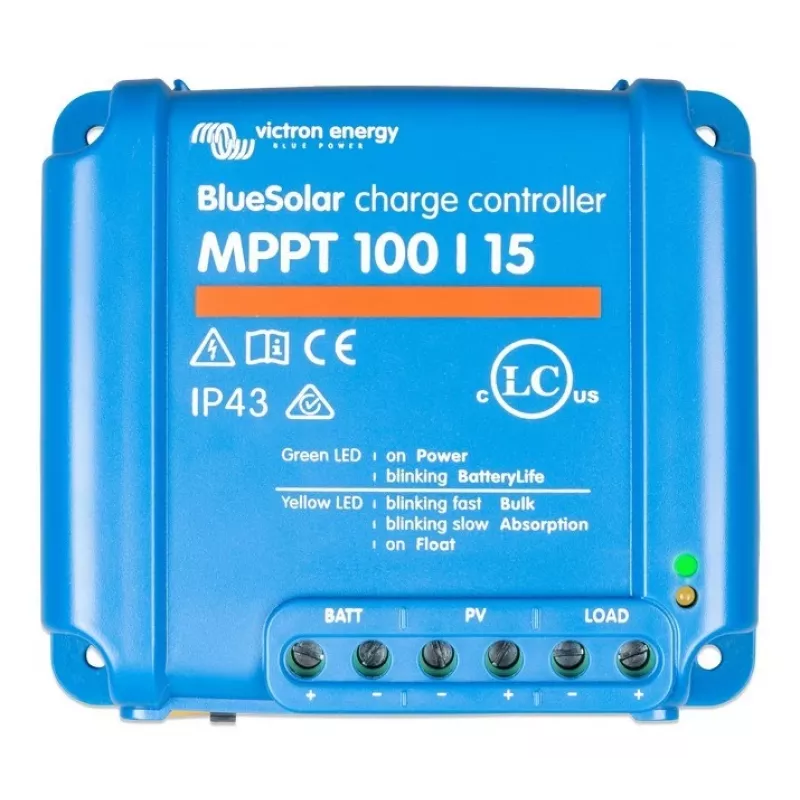 Regulador de carga solar MPPT Victron Energy BlueSolar 100/15 — 15A, 100V máx. PV