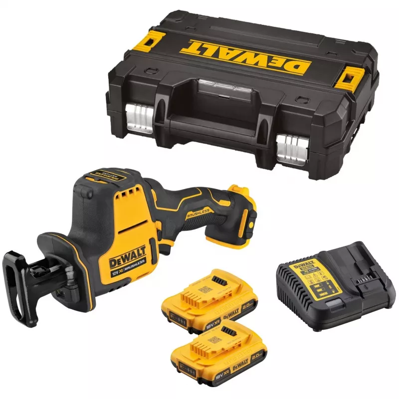 DeWALT DCS312D2-QW Sierra de sable 2800 spm negra, amarilla