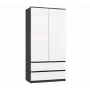 Armario top e shop MALWA SS-90, 90×180×50 cm, marco antracita, puertas batientes blancas, 2 cajones, laminado 16 mm