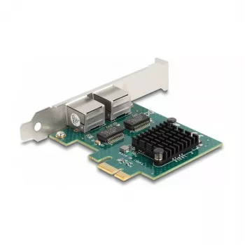 Tarjeta DeLOCK PCI Express x1 2 x RJ45 Gigabit LAN BCM gris