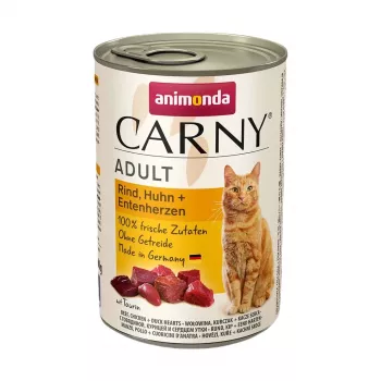 Comida húmeda para gatos animonda Carny Ternera en lata 400 g — adulto, sin gluten, sin soja y sin azúcar
