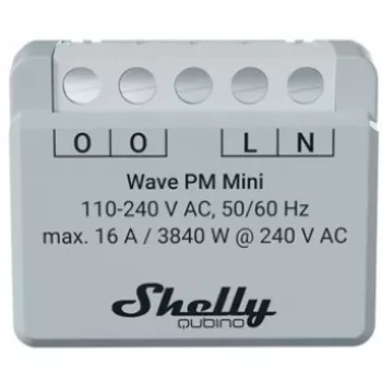 Interruptor inteligente Shelly Qubino Wave PM Mini gris, inalámbrico, 110–240 V, 16 A, 24–30 V DC, 868,4 MHz