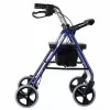 Andador de cuatro ruedas con asiento, azul/negro