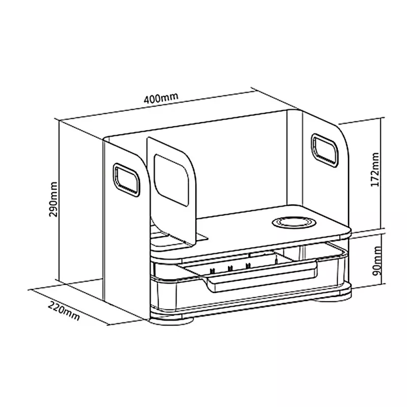 Organizador de escritorio con cajón y cargador inalámbrico Ergo Office, blanco, máx. 10 kg, ER-441