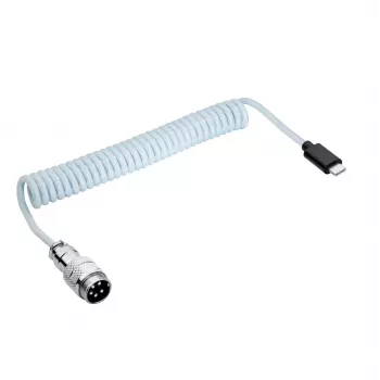 Akyga AK-USB-49 Cable espiral Aviator USB-C a USB-C con conector GX16, USB 2.0, 3 m, blanco
