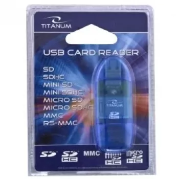 Lector de tarjetas Titanum TA101B USB 2.0, azul – compatible con MicroSD, SD/SDHC, MMC, formatos MS, 480 Mbit/s