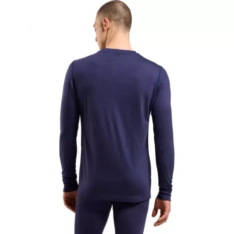 Odlo BL TOP Cuello redondo manga larga MERINO 200 Ropa térmica de manga larga, talla M, azul