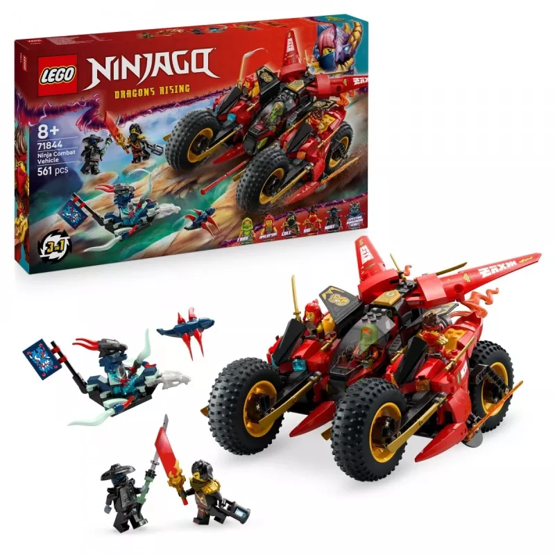 Set LEGO vehículo de combate ninja 71844 — NINJAGO, 561 piezas, 6 minifiguras, piezas móviles, 140×240×220 mm
