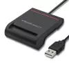 Lector de tarjetas ID QOLTEC Smart-Chip — USB, negro, 84,5×65×16 mm, 63 g