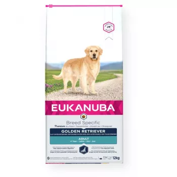 Pienso seco para perros EUKANUBA Golden Retriever pollo 12 kg — alimento completo para perros adultos, 26 % proteína, 13 % grasa, 1,25 % calcio