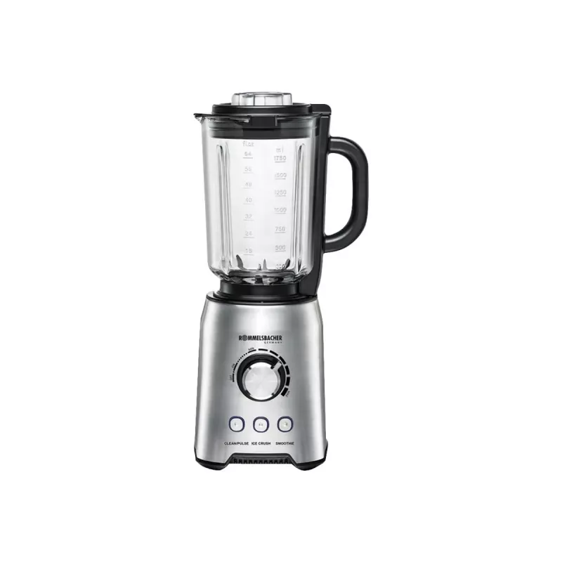 Batidora de mesa Rommelsbacher MX 1250 — 1200 W, 1,75 l jarra de cristal, Acero inoxidable