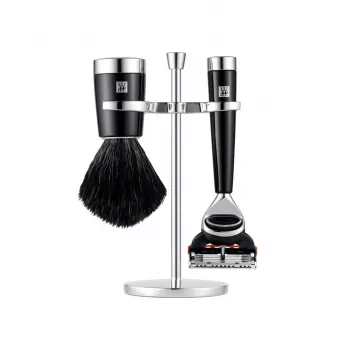 Juego de afeitado ZWILLING CLASSIC de 3 piezas con maquinilla de afeitar, brocha y soporte - negro