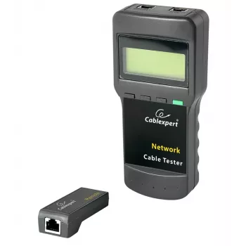 Comprobador de cables de red GEMBIRD NCT-31 — comprobador de continuidad con LCD, compatible con RJ-11/RJ-12/RJ-45, negro