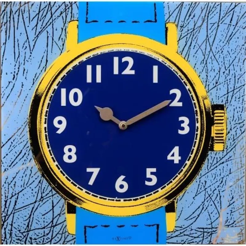 Reloj NeXtime 8157 Watch One, 43x43,2 cm, pared, azul/amarillo