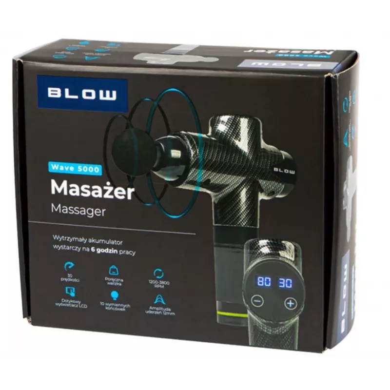 Masajeador BLOW Wave 5000 con 10 accesorios intercambiables y bolsa de transporte