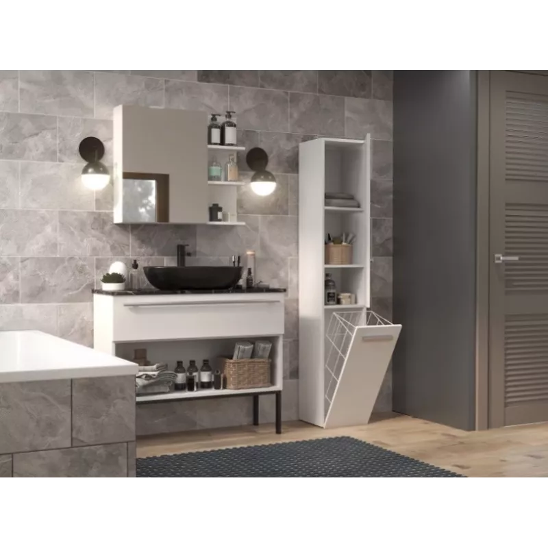 Armario de baño NEL IV 31x30x174 cm, blanco, brillo
