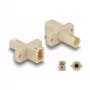 DeLOCK acoplador híbrido de fibra óptica LC simplex conector hembra a ST simplex conector hembra beige