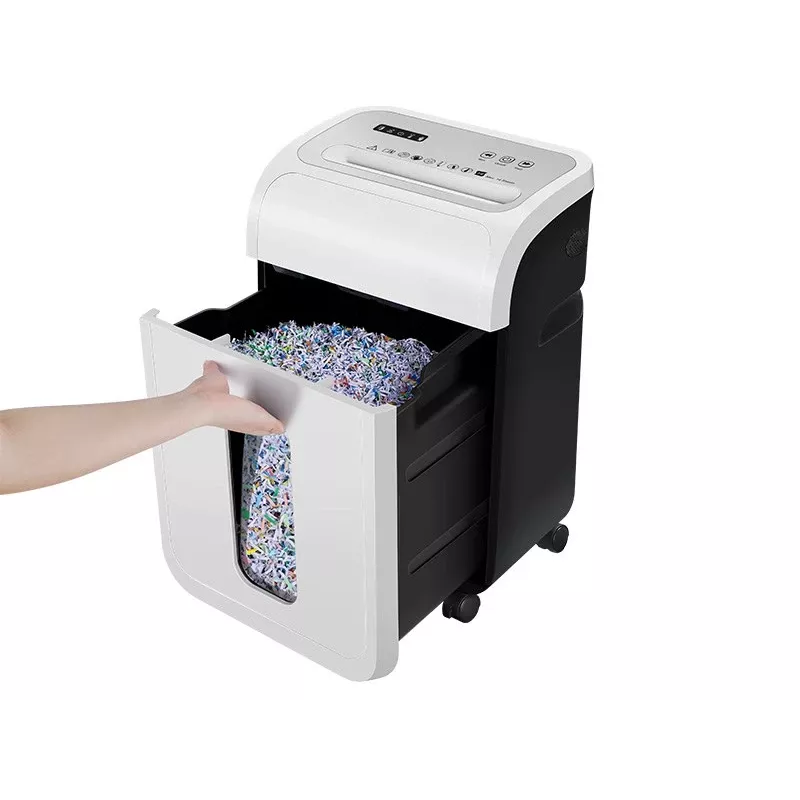 Destructora de documentos de oficina TRACER TRANIS47633 blanca — corte cruzado 4x12 mm, capacidad 14 hojas, depósito 20 L