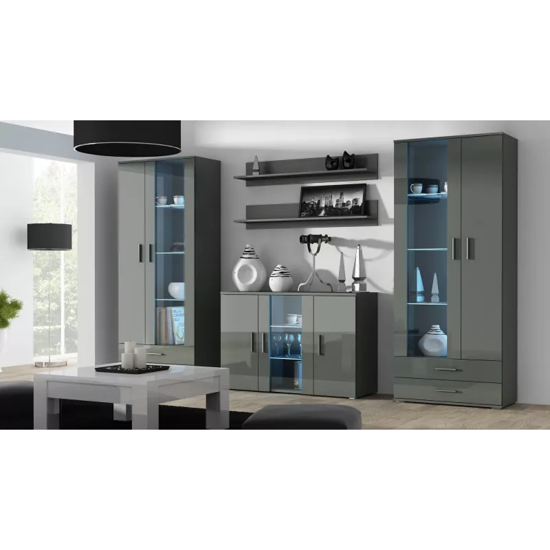 Aparador Cama 120 cm SOHO S7 gris/gris brillante