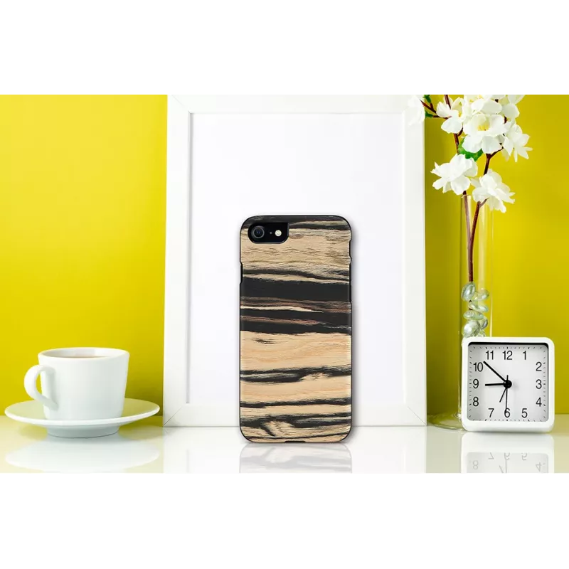 Funda para móvil Man and Wood para iPhone 7/8 – blanco con detalle de ébano negro