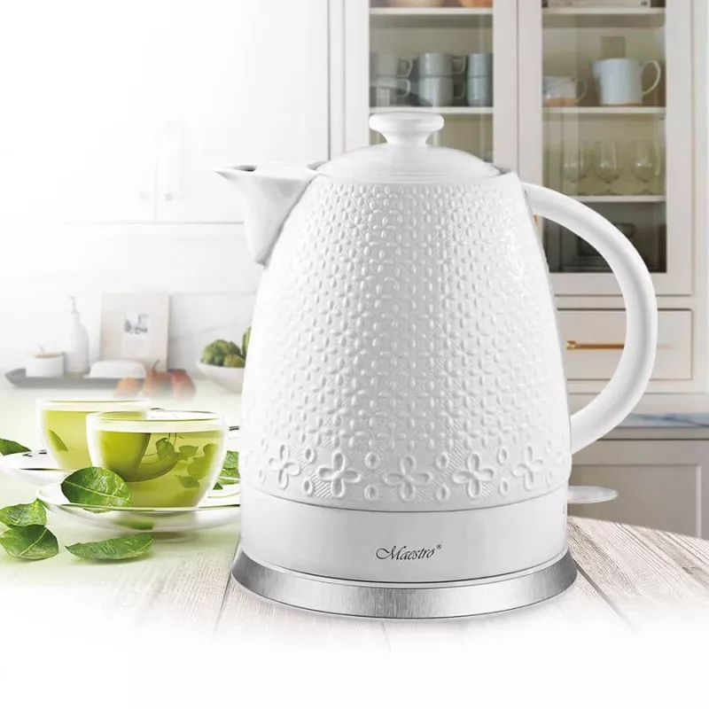 Hervidor eléctrico Maestro MR-073 1,5 l 1500 W blanco, control por palanca, indicador de nivel de agua