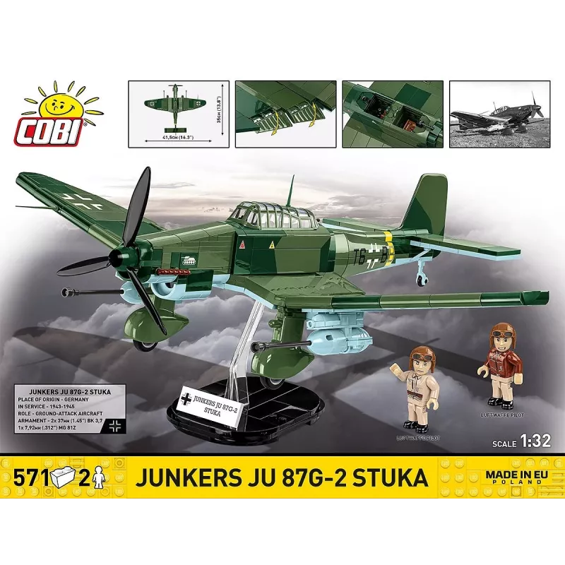 Set de construcción Cobi Blocks Junkers JU 87G-2 Stuka 571 piezas maqueta