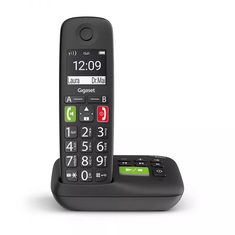 Gigaset E290A Teléfono analógico/DECT con identificación de llamadas Negro