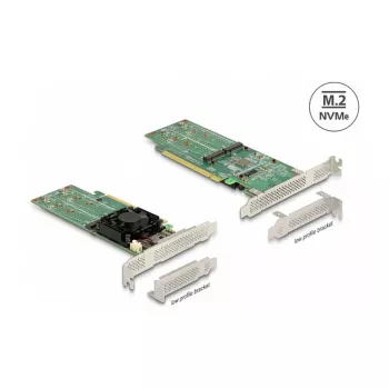 DeLOCK Tarjeta PCI Express x16 a 4 x NVMe M.2 Key M internos – formato Low Profile