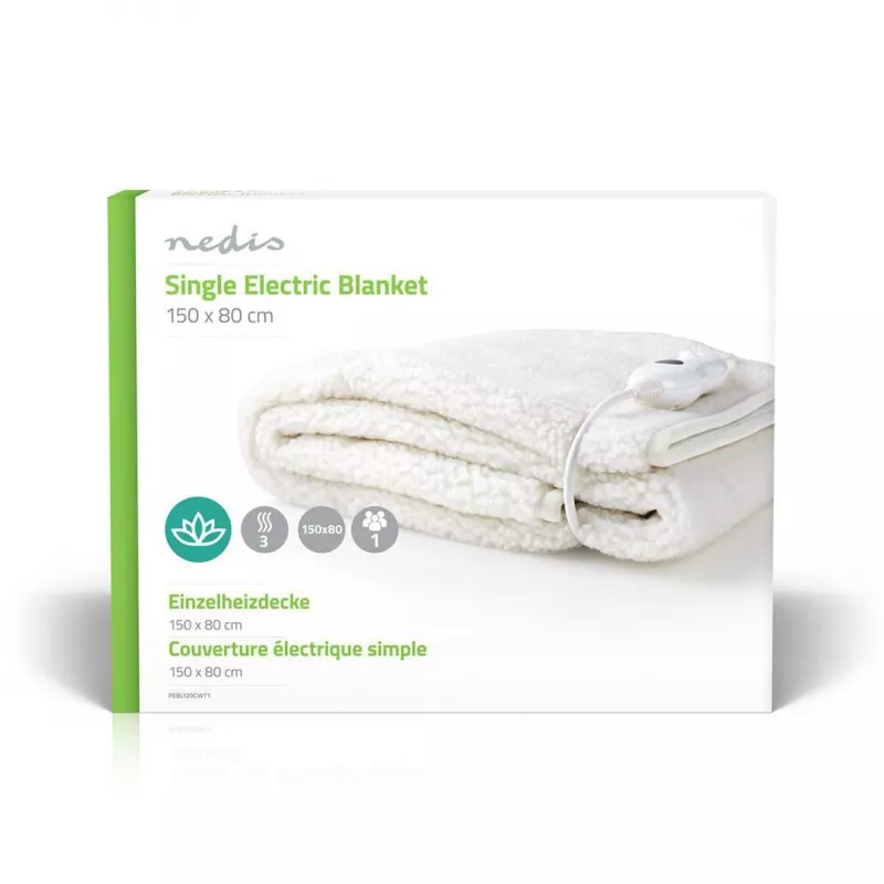 Manta eléctrica de cama individual Nedis PEBL120CWT1, 150 x 80 cm