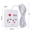 Regleta de enchufes MACLEAN MCE388 W – 2 enchufes, 3×USB, 110–240V, 2500W, cable de 3 m, blanca