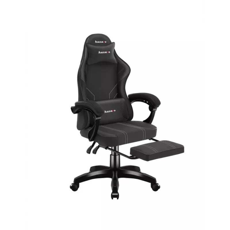 Silla gaming huzaro Force 3.7 Carbon negra — ergonómica, altura ajustable 107,5–116,5 cm, 5 ruedas, cojines lumbar y cervical