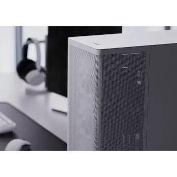 APNX Caja de PC Semitorre C1-R-WT-v1 — Blanca, compatible con ATX/Micro-ATX/Mini-ITX, 3 ventiladores frontales de 120 mm preinstalados, 3 bahías de 3,5 pulgadas + 3 de 2,5 pulgadas, USB 3.2 Gen1 x2