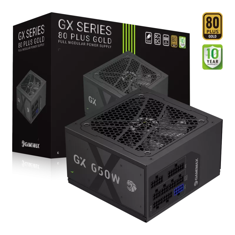 Gamemax fuente de alimentación, 80 PLUS, Gold | GX 650GF | 650 W